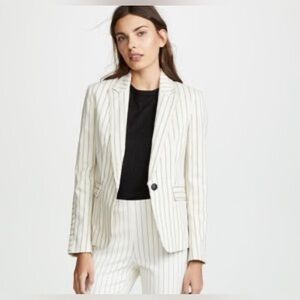 Rag & Bone Mille Blazer. Pinstripe. White and Black. Tapered at Waist. Size 6.